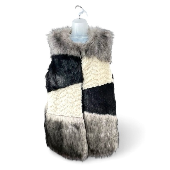Steve Madden Faux Fur Patchwork Color Block Vest  Women Size Med/Large EUC - Picture 1 of 12